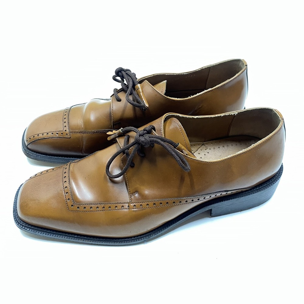 GIORGIO BRUTINI Size 11 Men Dress Shoe Cap Toe Brown Square Toe Lace Up 10.5